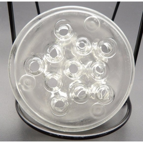 Vintage Glass Flower Frog 3 1/2" W 11 Holes - Picture 9 of 10